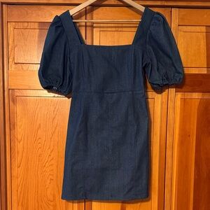 Denim Puff Sleeve Mini Dress